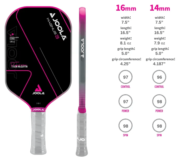Vợt Pickleball JOOLA Tyson McGuffin Magnus 3 18 vot pickleball joola tyson mcguffin magnus 3 14mm 1