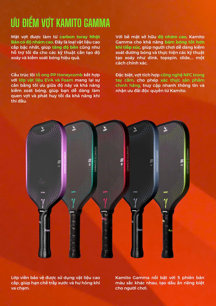 vot pickleball kamito gamma xanh xam 1