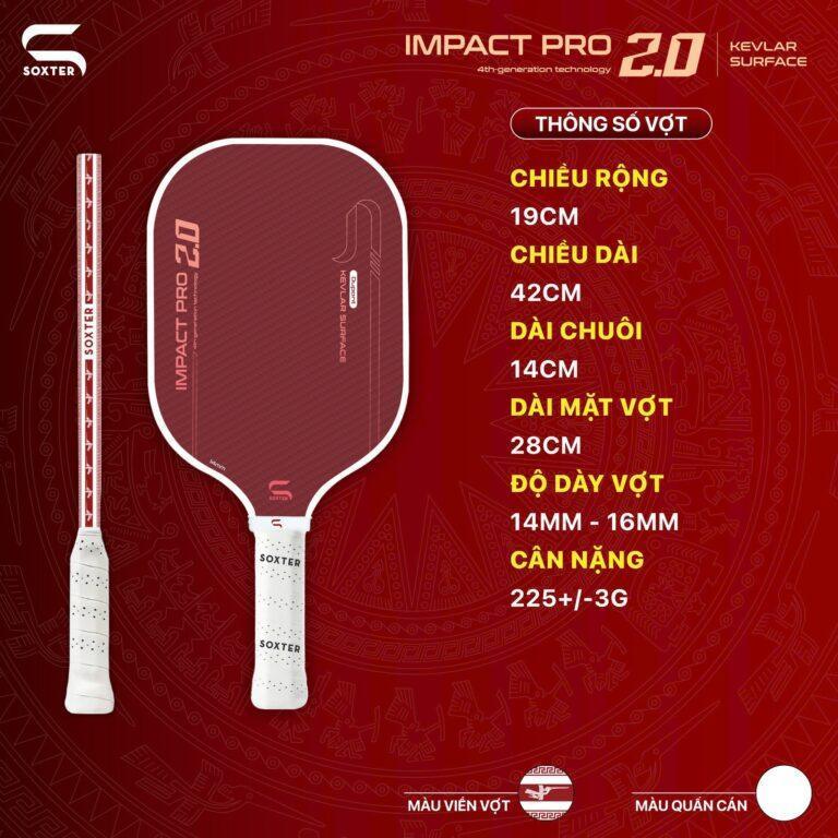 Vợt Pickleball Soxter Impact Pro 2.0 Kevlar Dupont (Viền Chim Lạc Đỏ) - Ảnh 3