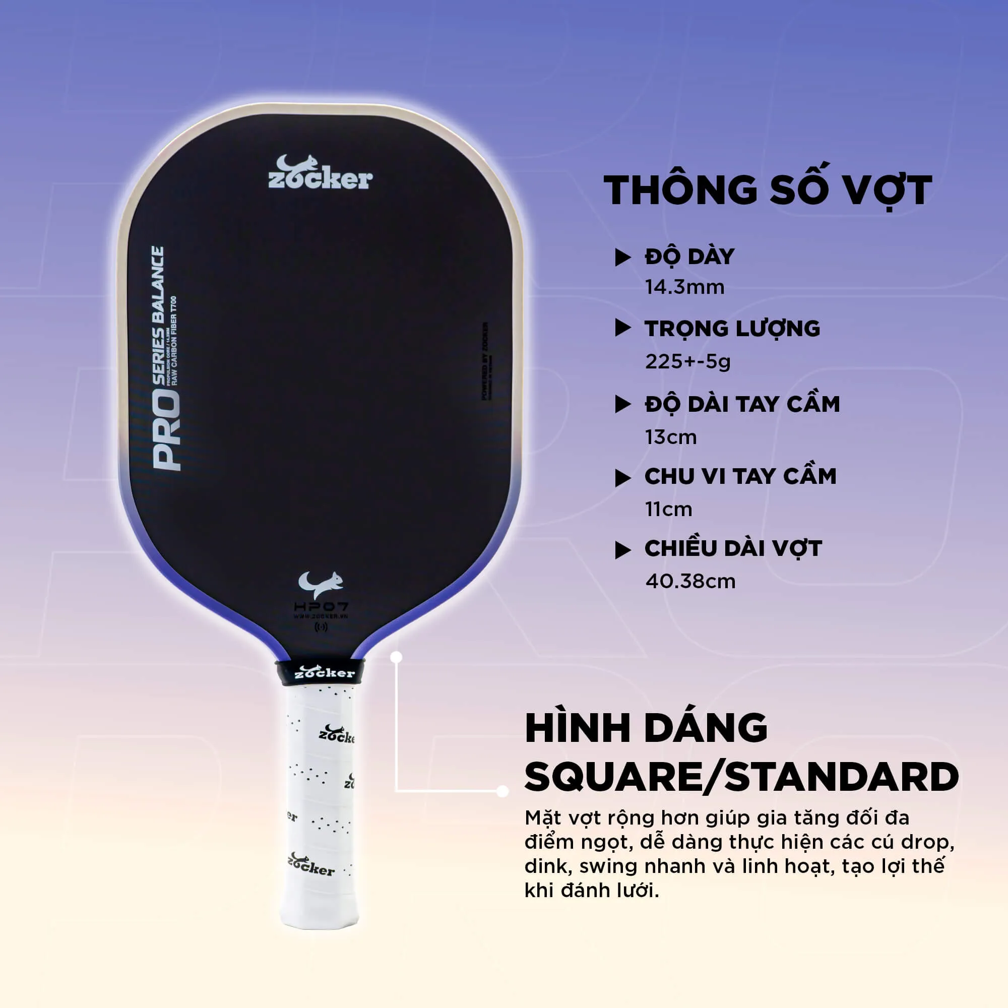 Vợt Pickleball Zocker HP07 Pro - Be/Hồng 21 vot pickleball zocker hp07 pro 4