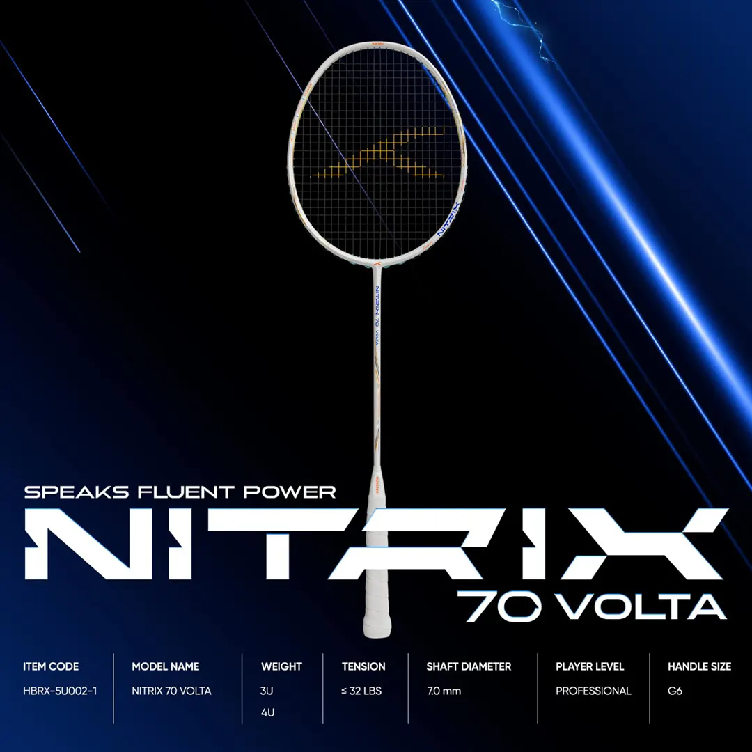 Vợt Cầu Lông Hundred Nitrix 70 Volta - Trắng/Đồng 20 vot cau long hundred nitrix 70 volta trang dong