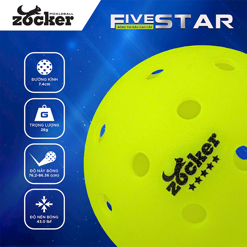 Banh Pickleball Zocker Five Star (Quả) 12 Banh Pickleball Zocker Five Star (Quả) - Ảnh 4