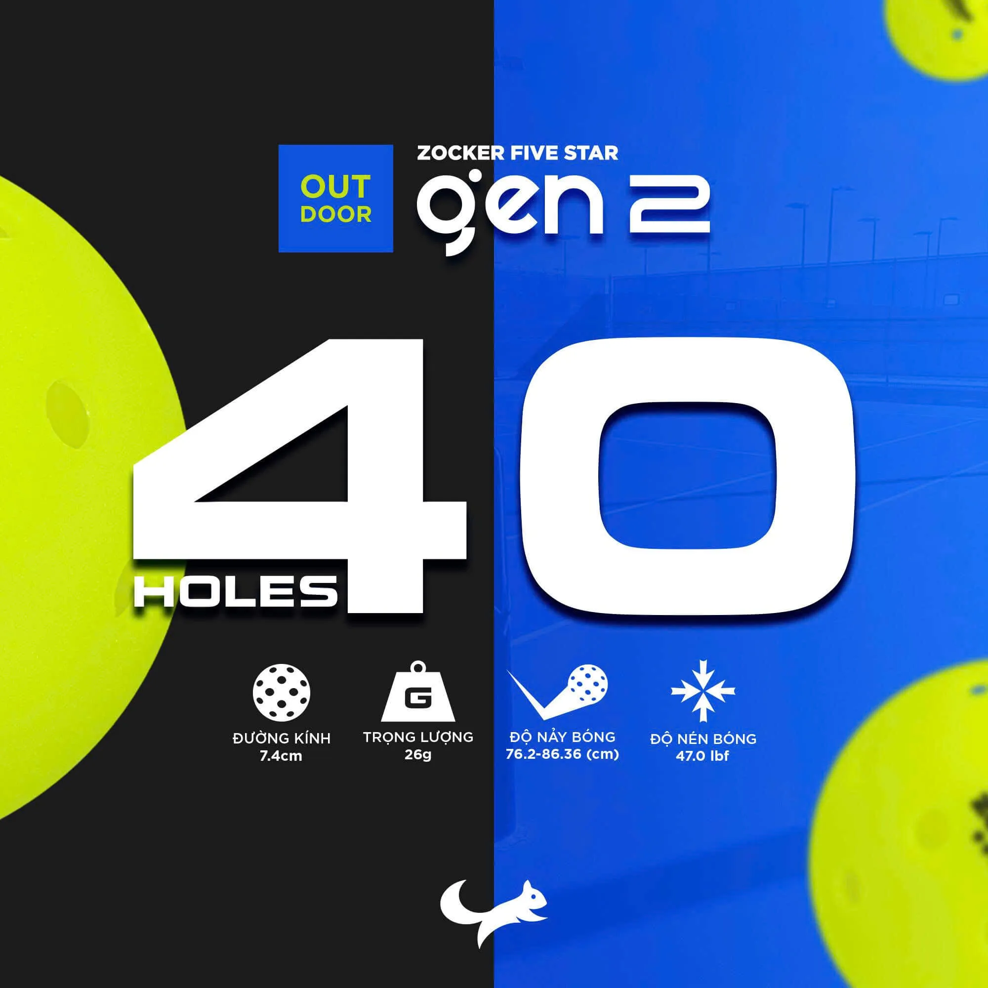 Banh Pickleball Zocker Five Star Gen 2 ZB02 (Quả) 14 banh pickleball zocker five star gen 2 zb02 2