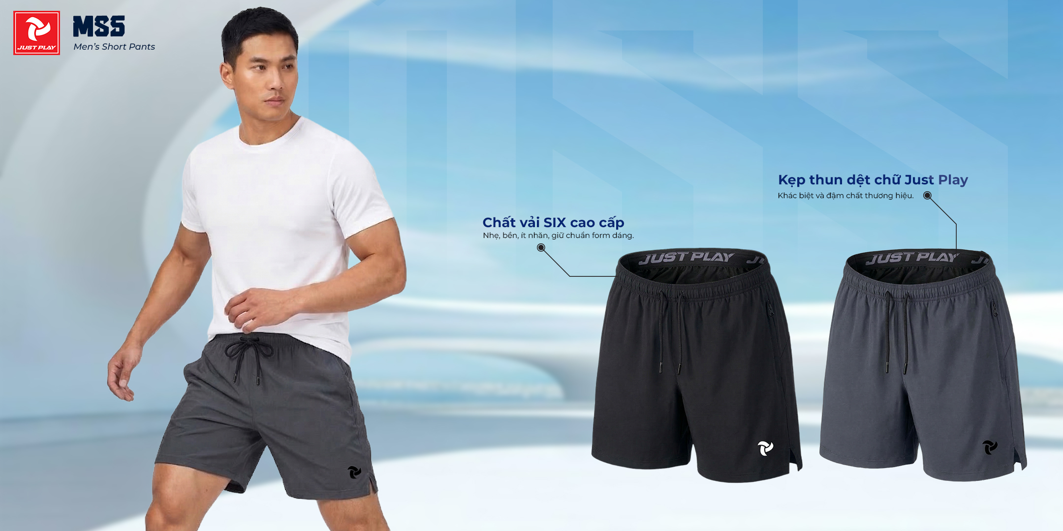 Quần Shorts Nam Just Play MS5 18 quan shorts nam just play ms5 den xam 1