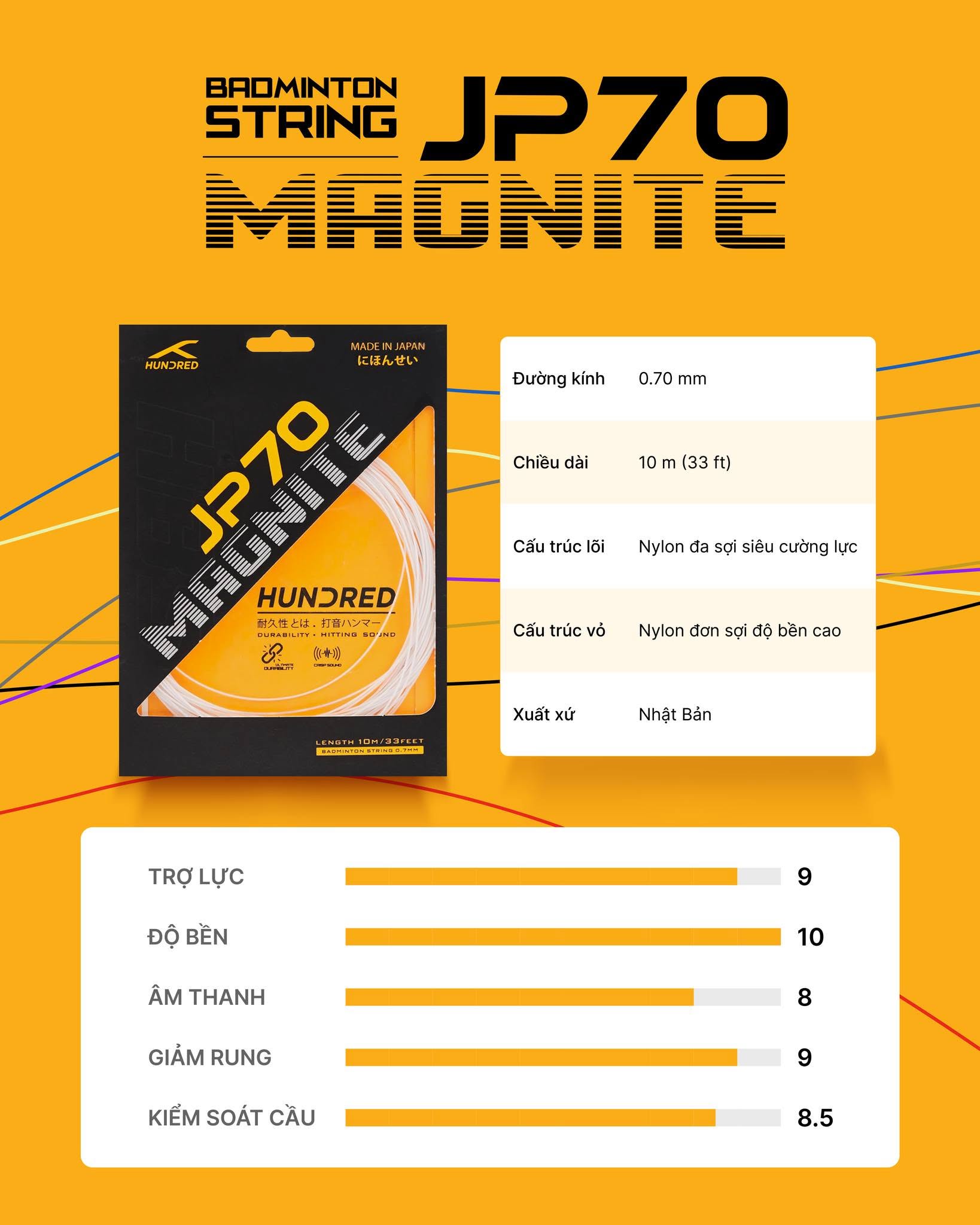 Dây Cước Đan Vợt Hundred JP 70 Magnite 14 day cuoc dan vot hundred jp 70 magnite 3